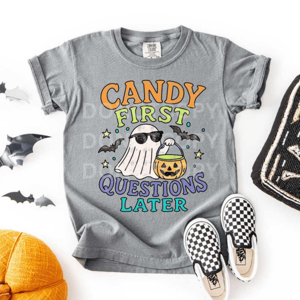 Candy First Questions Later Tee