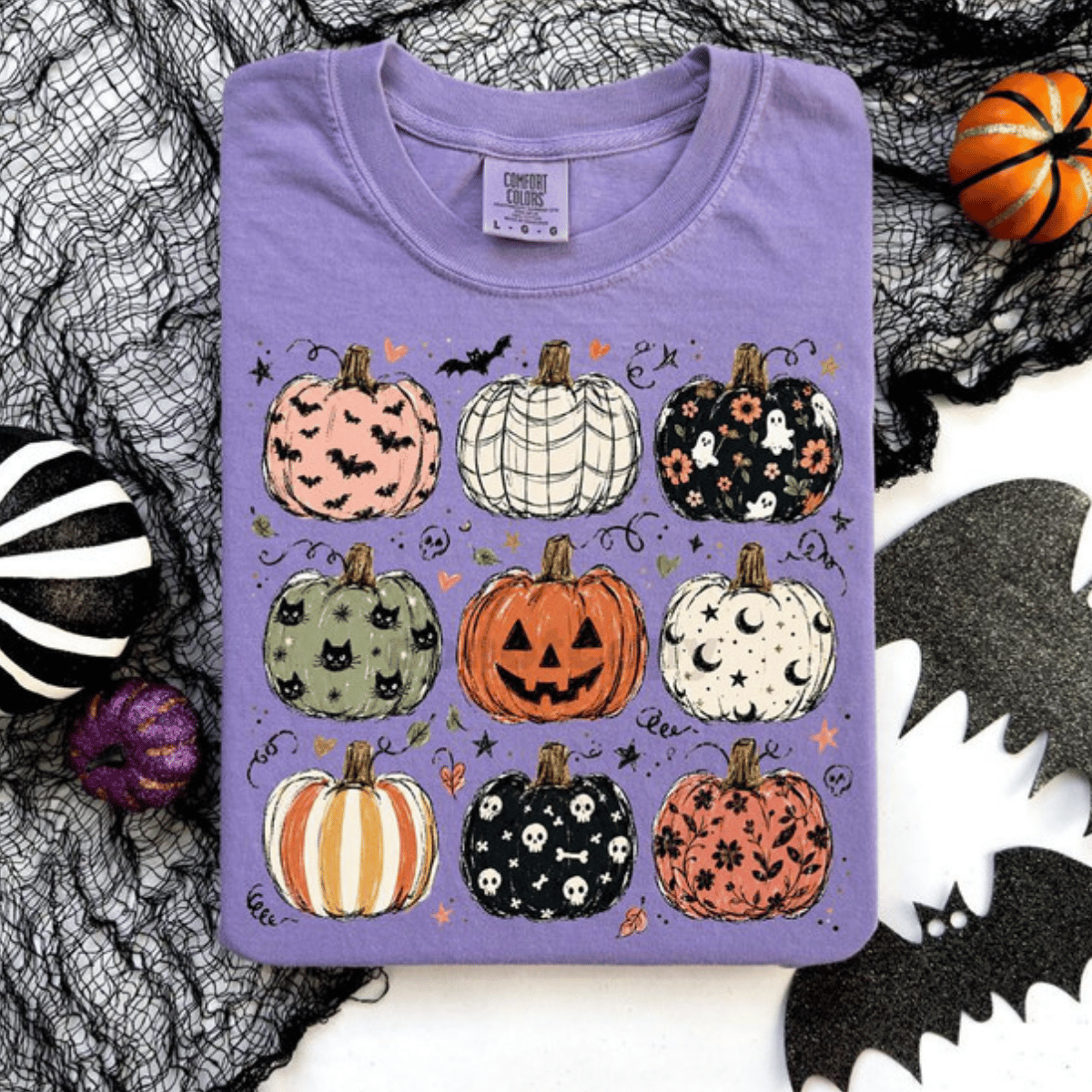 Batty Pumpkin Collage Tee